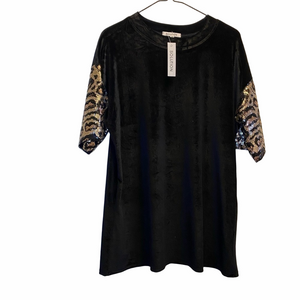 Whiskey Darling Boutique Black Velvet Sequin Blouse Size Small NWT